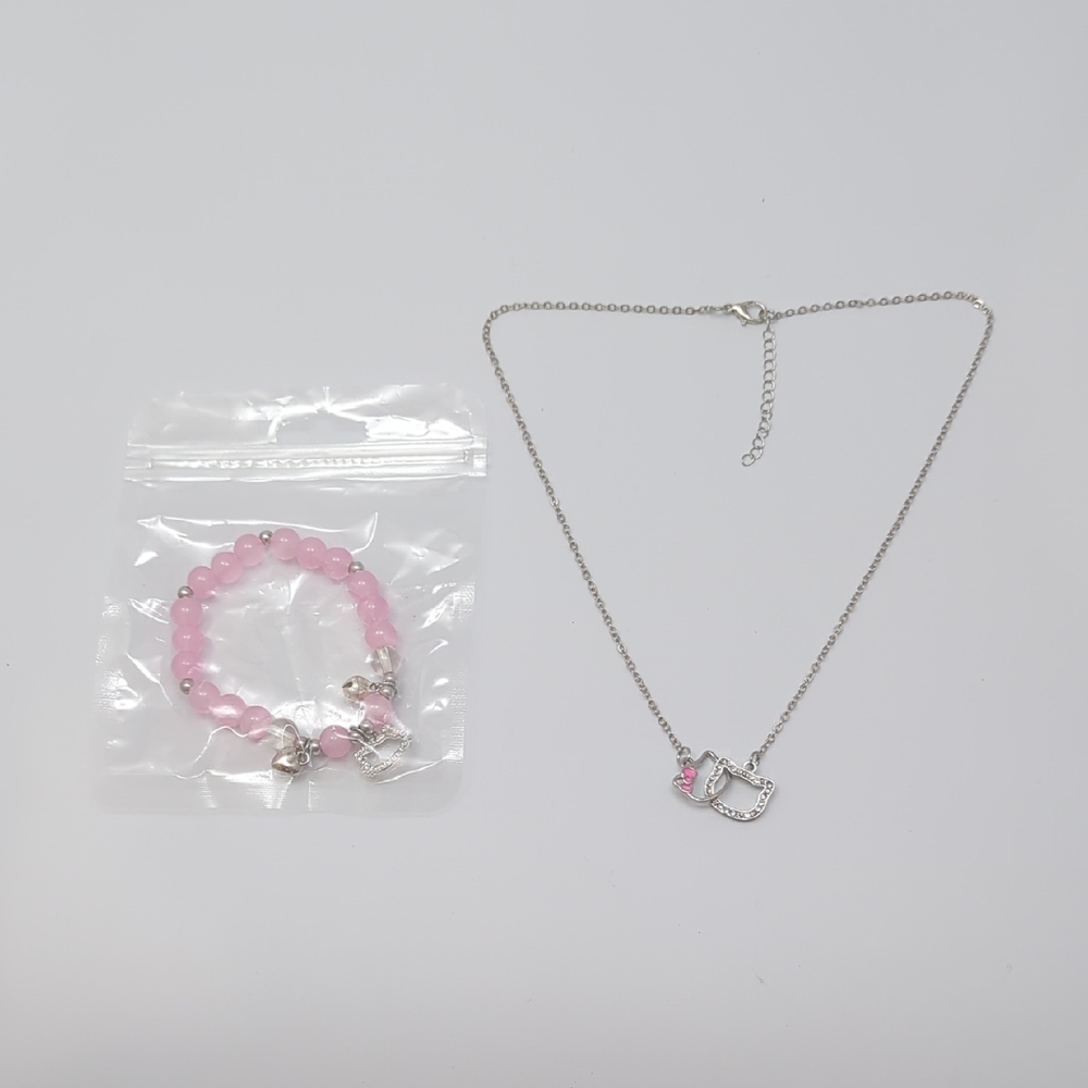 Sanrio Hello Kitty Necklace & Bracelet Set, NEW